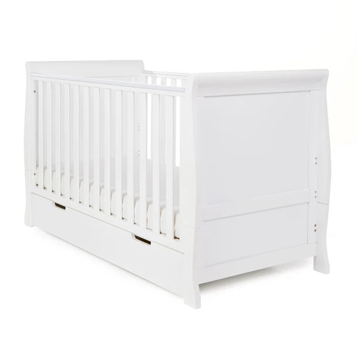 Luxurious Stamford Cot Bed 5-Piece Nursery Furniture Set by Obaby - White