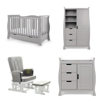 Nursery Furniture Set 4-Piece Obaby Stamford Luxe Cot Bed - Warm Grey