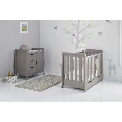 Baby Stamford Mini Cot 2-Piece Nursery Furniture Set - White, Warm Grey, Taupe Grey