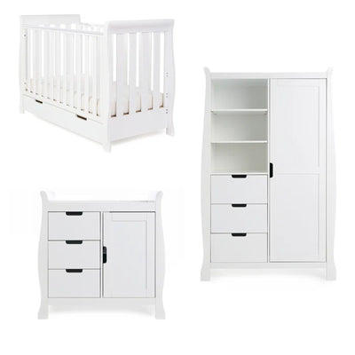 Nursery Furniture Set Obaby 3- Piece Stamford Mini Cot Sleigh Design - White