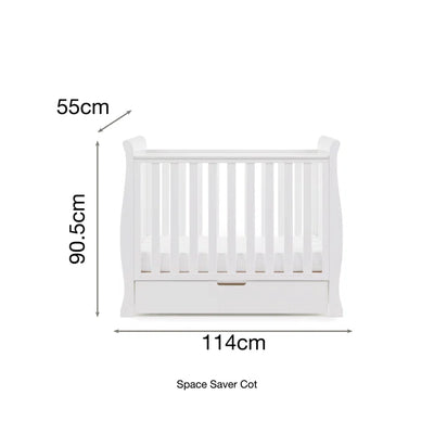 Baby Stamford Space Saver Cot with Sprung Mattress  - White