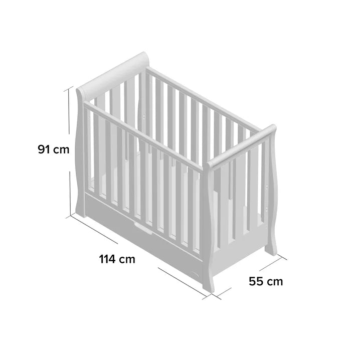 Baby Stamford Space Saver Cot with Sprung Mattress  - White