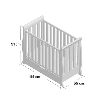 Baby Stamford Space Saver Cot with Sprung Mattress  - White