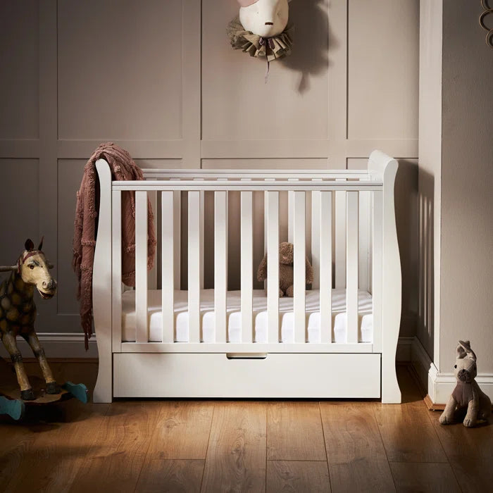 Baby Stamford Space Saver Cot with Sprung Mattress  - White