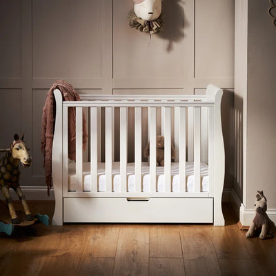 Baby Stamford Space Saver Cot with Sprung Mattress  - White