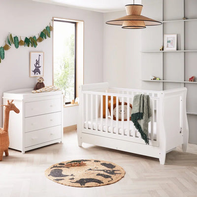 Nursery Furniture Set BabyMore Stella 2-Piece  - Stylish Sleigh Cot White, Grey