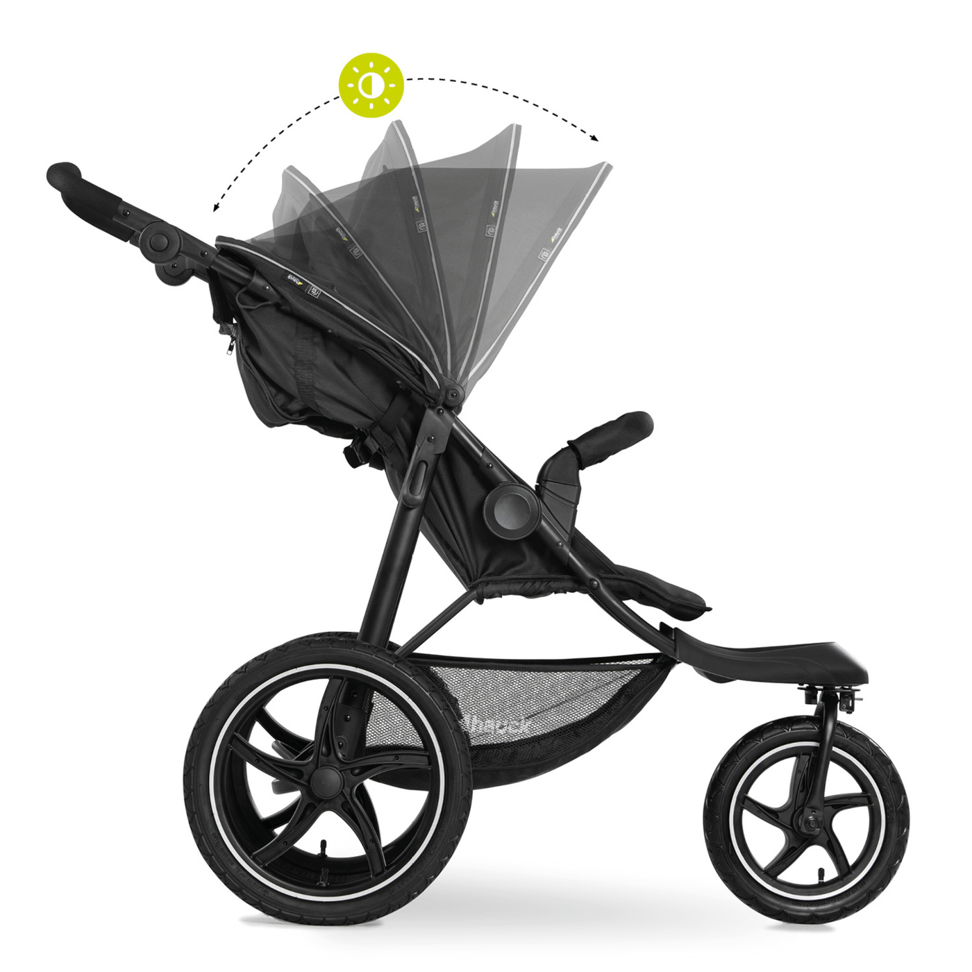 Stroller Baby Pram Hauck Runner 2 Off Roader- Black