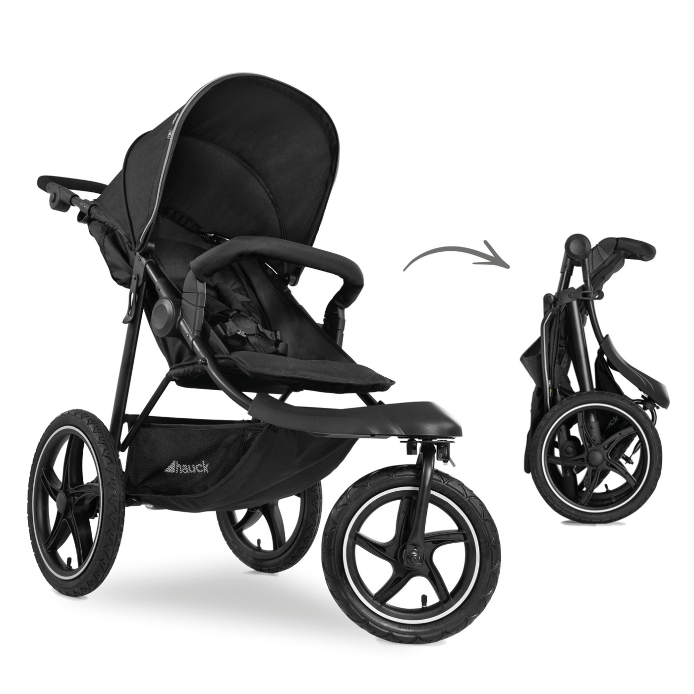 Stroller Baby Pram Hauck Runner 2 Off Roader- Black