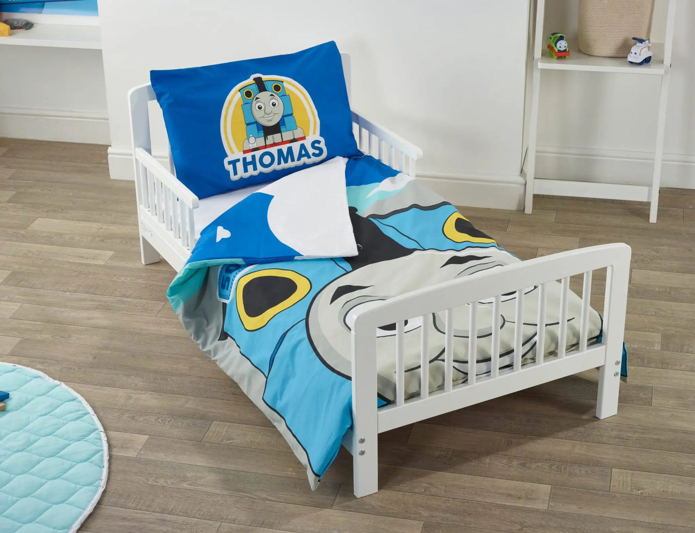 Thomas and Friends 8 piece toddler bed bundle with Sydney toddler bed and Kinder Flow mattress