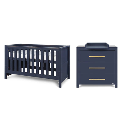 Sophisticated Modern Navy Blue Tivoli 2-Piece Nursery Furniture Set - Navy