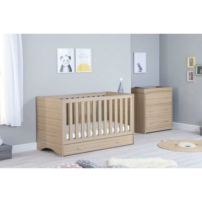 Warm Oak Finish 2 Piece Room Set with Drawer by Babymore - Oak, Oak/White