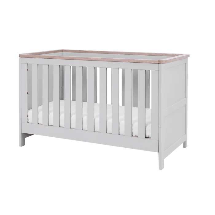 Deluxe Baby Cot Bed Verona Convertible Tutti Bambini Available in 2 colors - Dove Grey/Oak and White/Oak