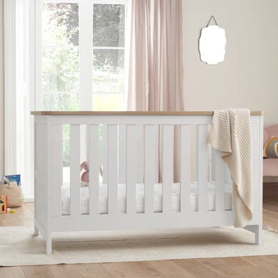 Deluxe Baby Cot Bed Verona Convertible Tutti Bambini Available in 2 colors - Dove Grey/Oak and White/Oak