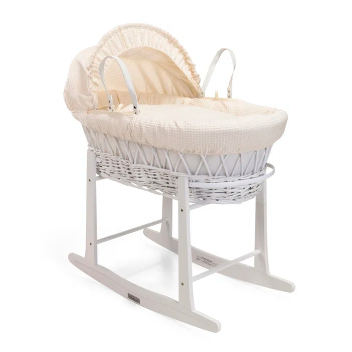 Baby Elegant Waffle Wicker Moses White Basket