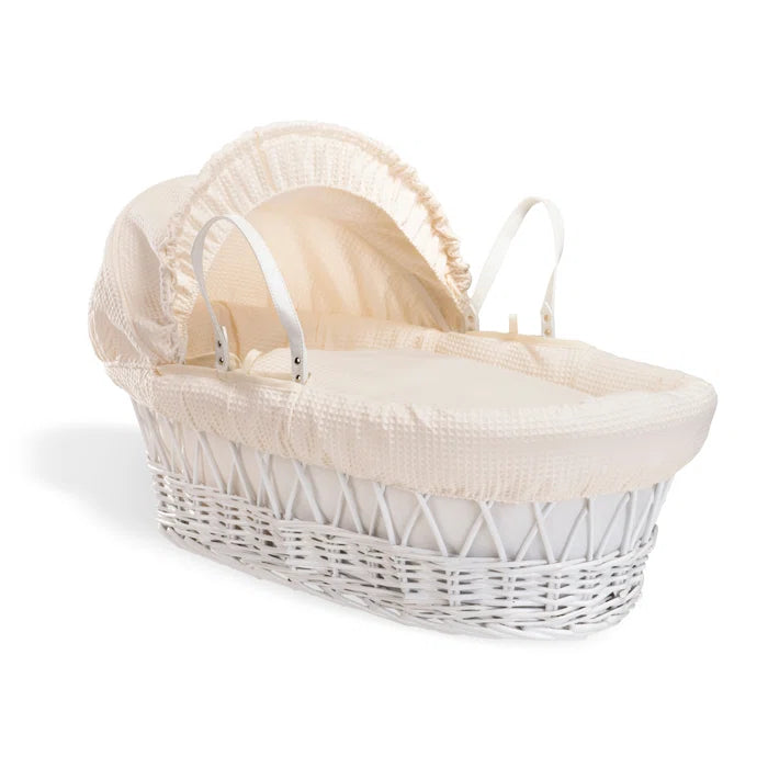 Baby Elegant Waffle Wicker Moses White Basket