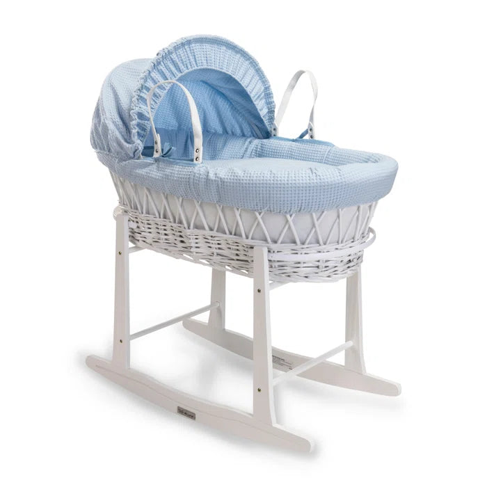 Baby Elegant Waffle Wicker Moses White Basket