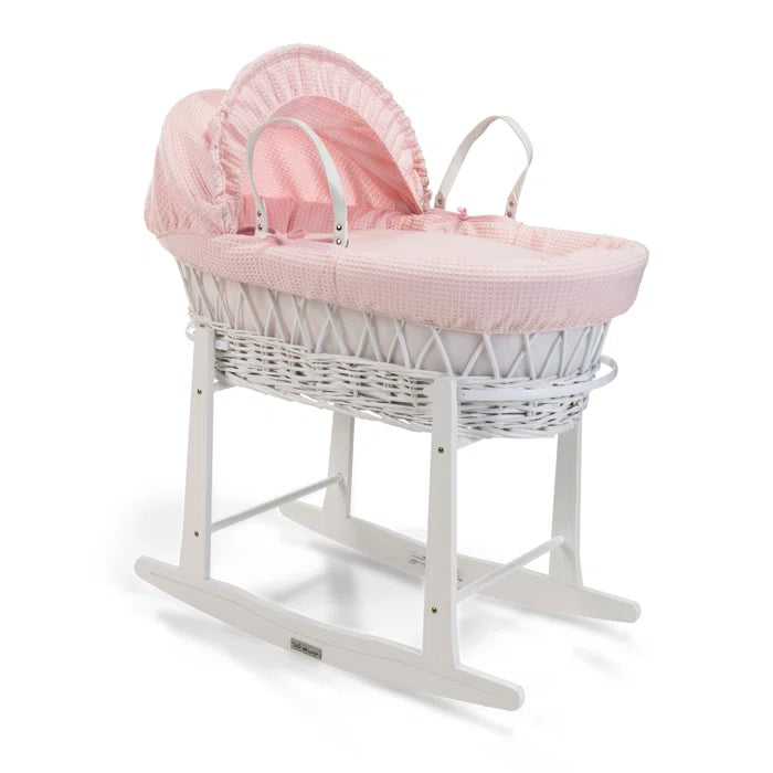 Baby Elegant Waffle Wicker Moses White Basket