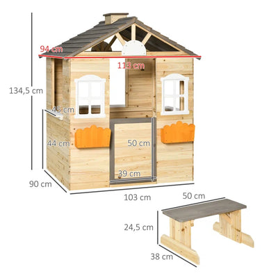 Outdoor Cubby House Fun Park 113cm W x 94cm D Solid + Manufactured Wood Playhouse