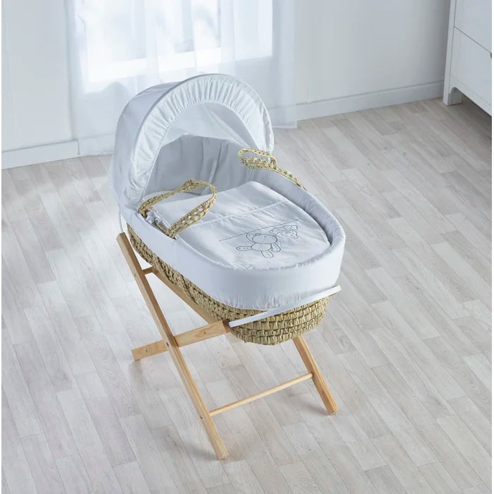 Deluxe Baby Palm Moses Basket with Stand - White