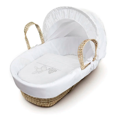 Deluxe Baby Palm Moses Basket with Stand - White