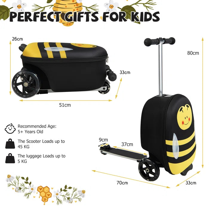 Traveling Kids Box Luggage - Black/Yellow