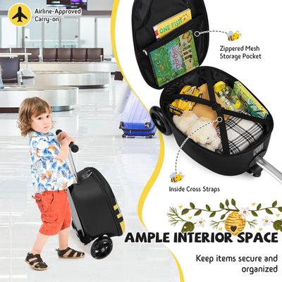 Traveling Kids Box Luggage - Black/Yellow