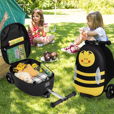 Traveling Kids Box Luggage - Black/Yellow