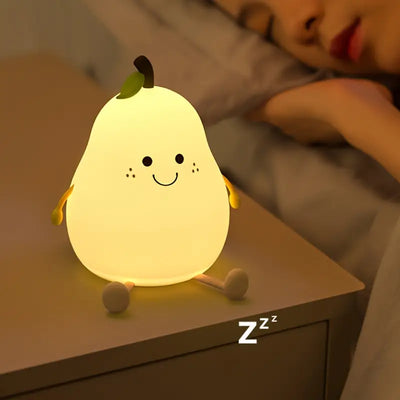 Night Light, 1pc Cute Pear LED Bedroom Sleep Bedside Light With Sleep Fun Pat Light, Multiple Light Colors