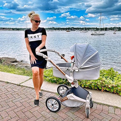 Cosy and Versatile Stroller Baby Height-Adjustable Seat and Reclining Baby Car - Grey