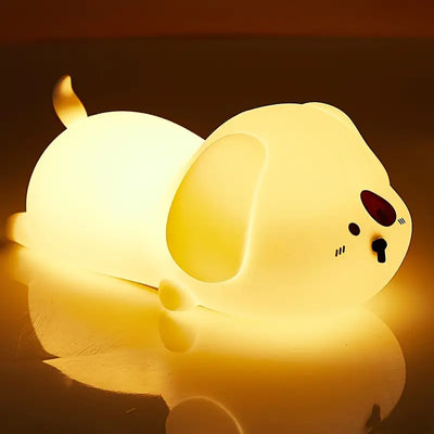 Night Light Adorable Silicone Puppy - Tap-to-Illuminate, 1200mAh Battery - Soft Decorative Lamp for Home, Living Room