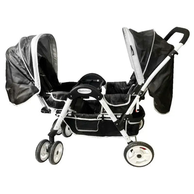 Luxury Clever Three Position reclining Stroller Luxury Double Baby - Black