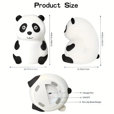 Panda Night Lights, 7 Colors Changing, Rechargeable Silicone Lamps, Modern Design, Portable Room Decor