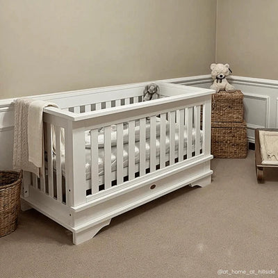 Stylish Barley White Baby Cot - Convertible Plus Cot Bed