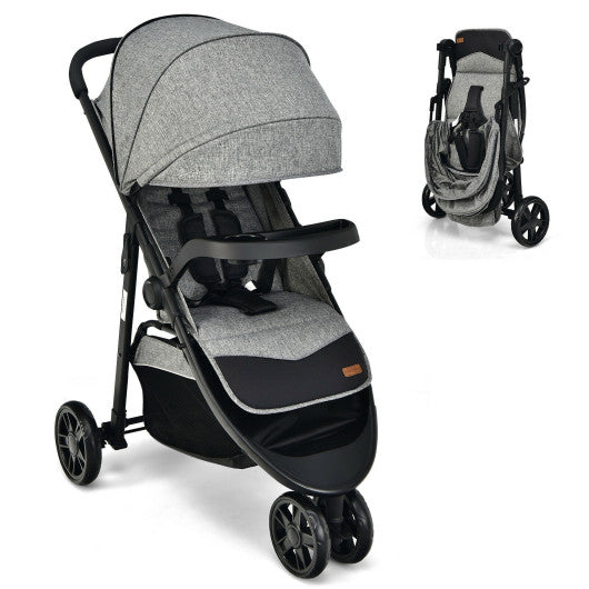 Smooth Baby Stroller Jogging with adjustable awning - Grey