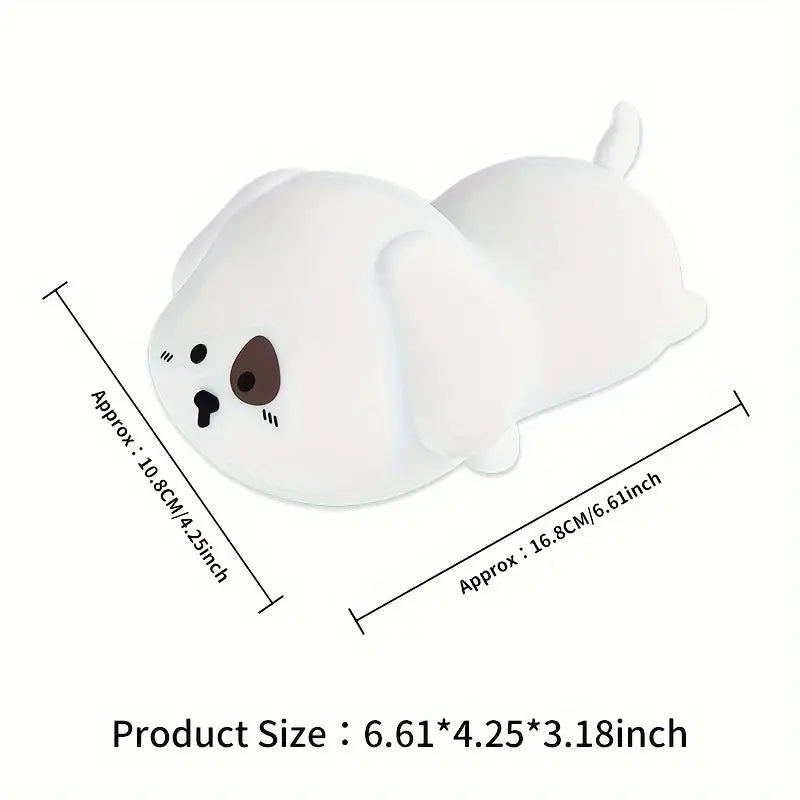 Night Light Adorable Silicone Puppy - Tap-to-Illuminate, 1200mAh Battery - Soft Decorative Lamp for Home, Living Room