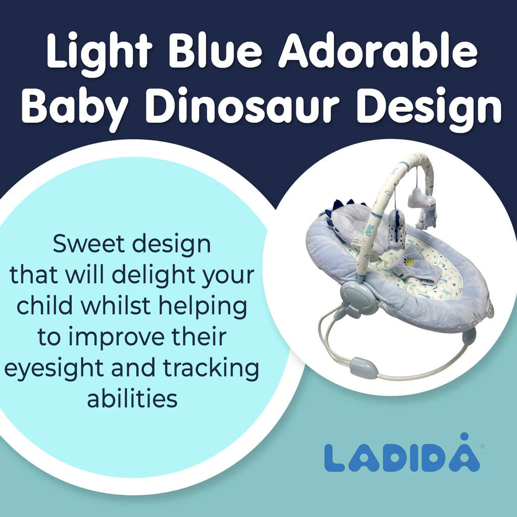 Soft Padded LADIDA Blue Dinosaur Baby Bouncer