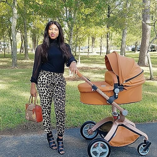 Essential Companion Baby Stroller Height-Adjustable Seat and Reclining Baby Car - Brown