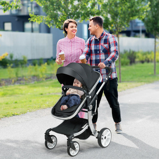 Baby Foldable Aluminum Reversible Stroller - Black