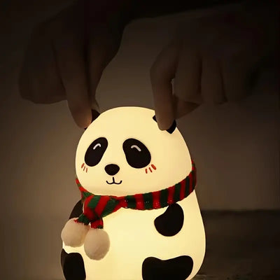 Panda Night Lights, 7 Colors Changing, Rechargeable Silicone Lamps, Modern Design, Portable Room Decor