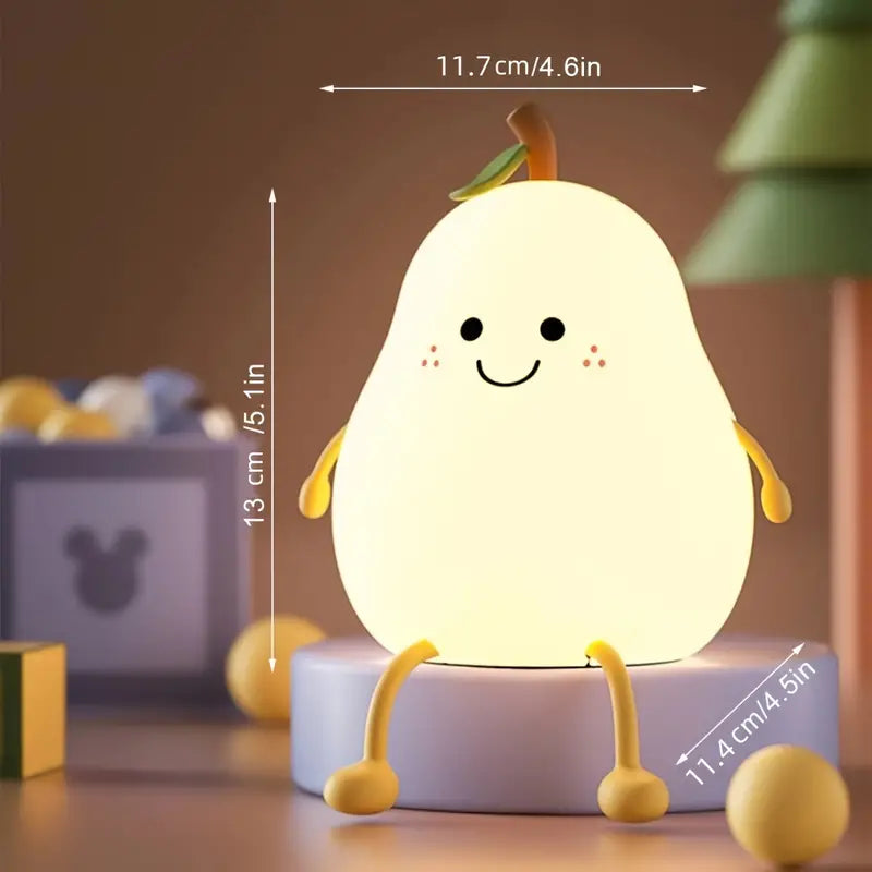 Night Light, 1pc Cute Pear LED Bedroom Sleep Bedside Light With Sleep Fun Pat Light, Multiple Light Colors