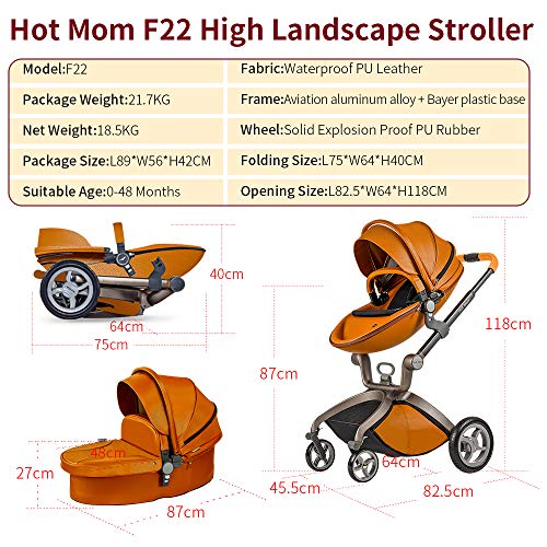 Essential Companion Baby Stroller Height-Adjustable Seat and Reclining Baby Car - Brown