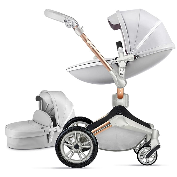 Cosy and Versatile Stroller Baby Height-Adjustable Seat and Reclining Baby Car - Grey