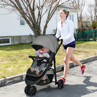 Smooth Baby Stroller Jogging with adjustable awning - Grey