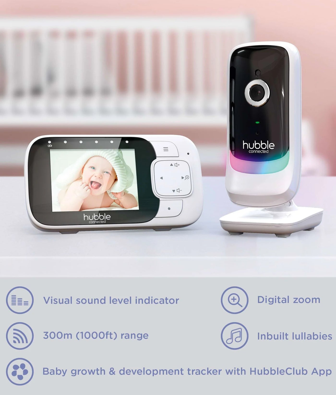 Hubble Nursery Pal Essentials Baby Monitor in White