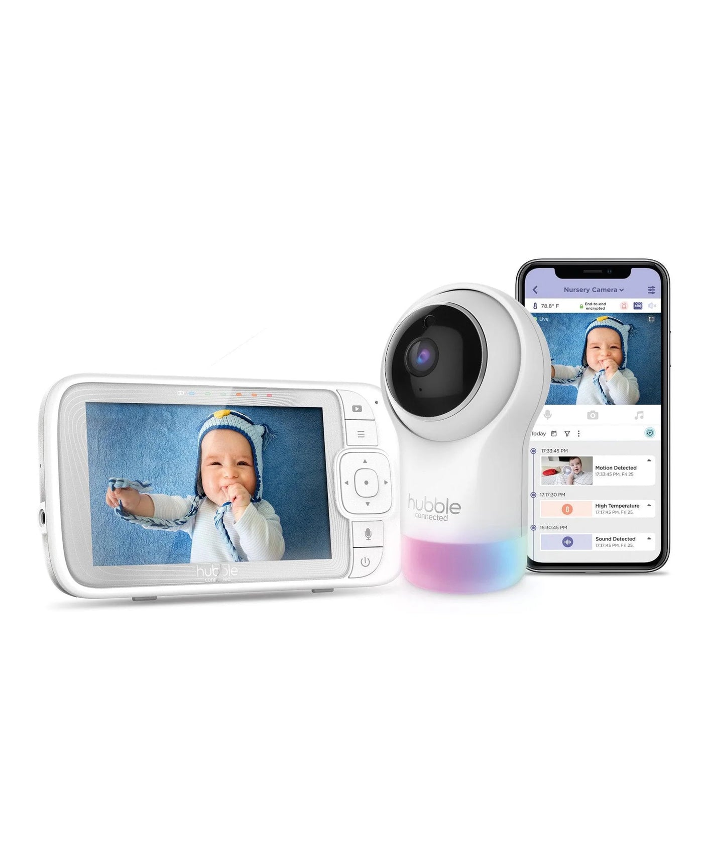 Hubble Nursery Pal Glow+ Baby Monitor in White