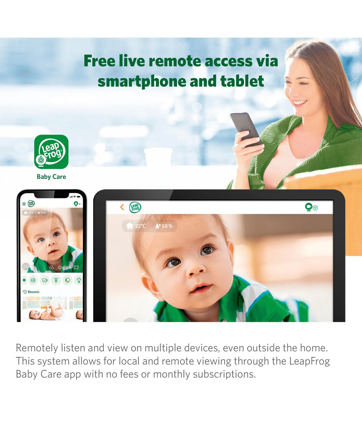 LeapFrog LF815HD 5' Smart Video Baby Monitor with Colour Night Vision – White