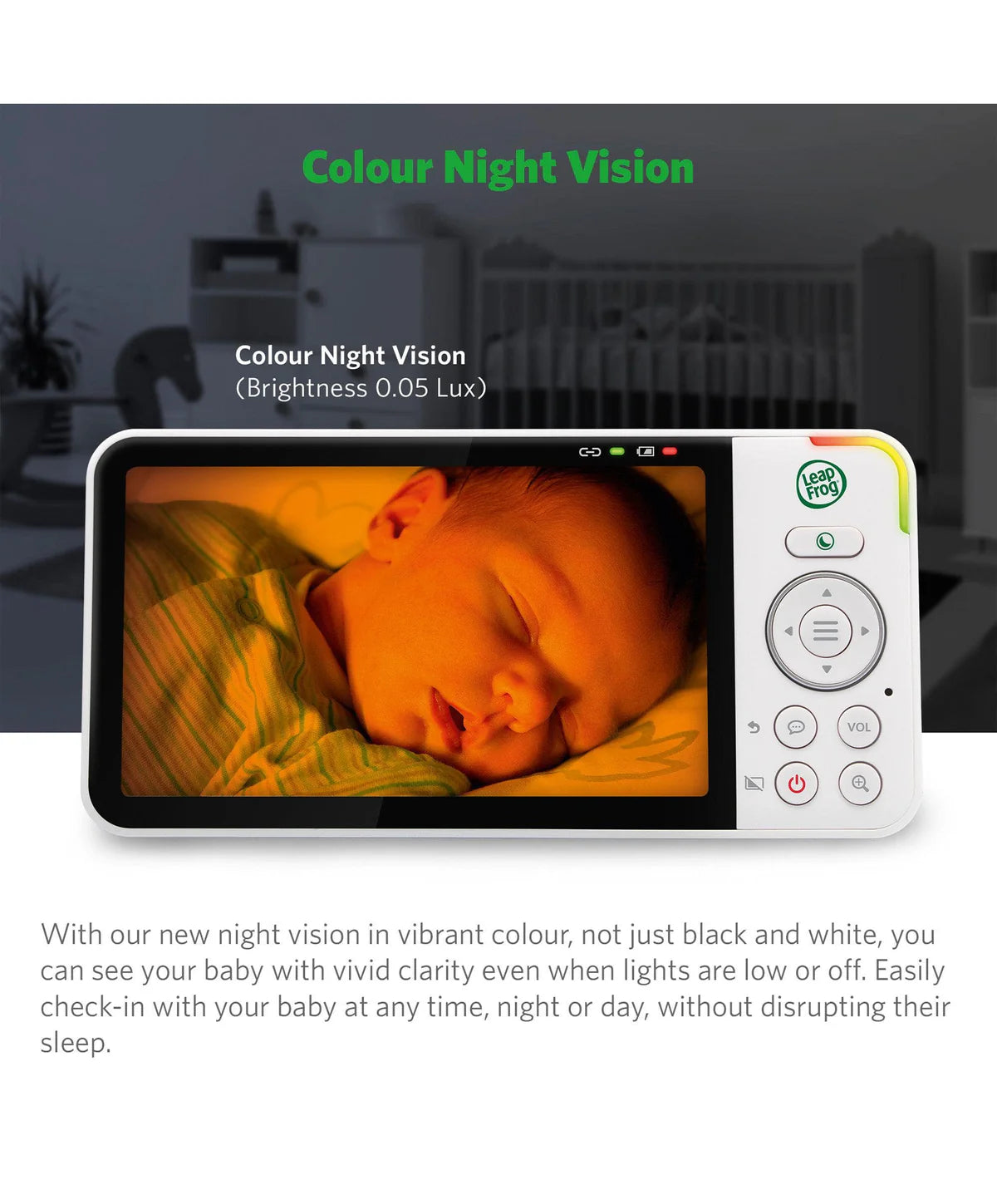 LeapFrog LF815HD 5' Smart Video Baby Monitor with Colour Night Vision – White