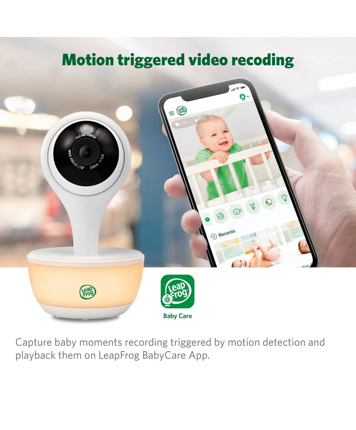 LeapFrog LF815HD 5' Smart Video Baby Monitor with Colour Night Vision – White