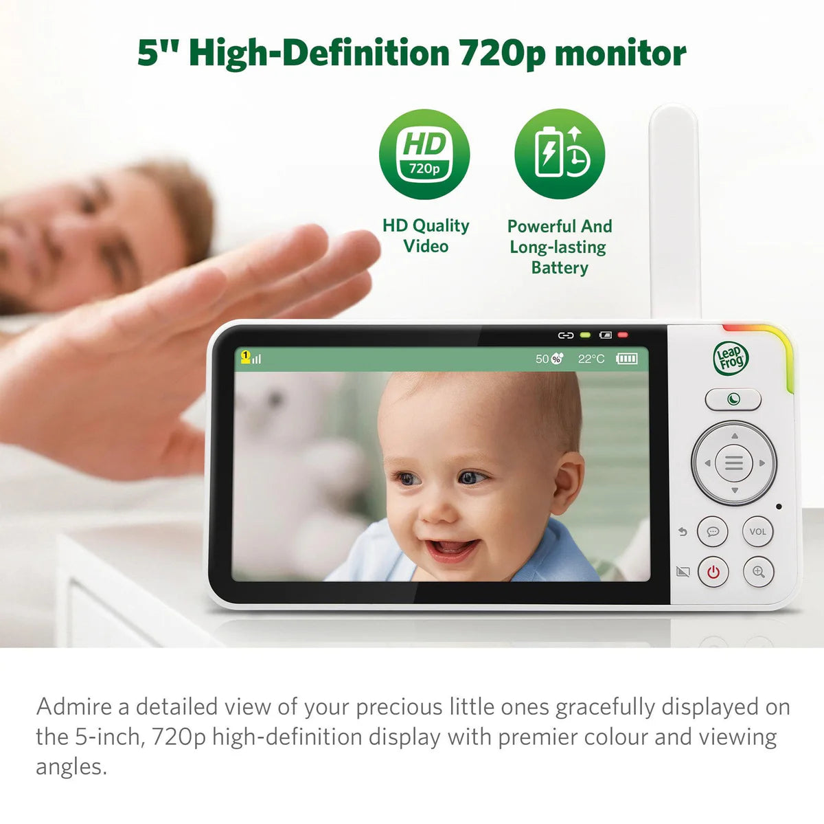 LeapFrog LF915HD 5" Video Baby Monitor with Colour Night Vision – White