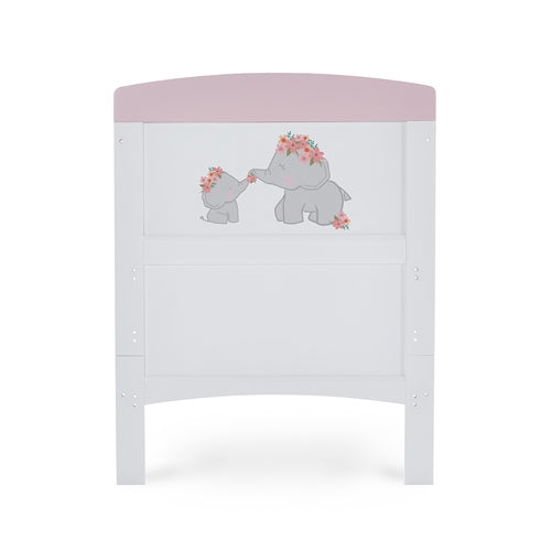 Modern Inspired Cot Bed - Me & Mini ME Elephants With Fibre Mattress Pink or Grey